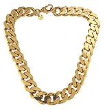 Tendenzalia Panzerkette Halskette Gold Doublé 16mm 50cm, Damen Herren Schmuck