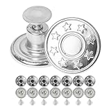 Hosen Ersatz Knöpfe zum Vernieten, 8 Pack, Ø 17 mm Messing Jeansknöpfe, Silber-farben, Jeans Button mit Nieten, Jeans Knopf zum Einschlagen, Metall Hosenknopf, Hose weiter machen, Hosenknöpfe robust
