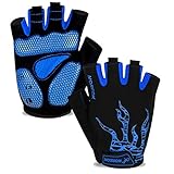 BIKINGMOREOK Fahrradhandschuhe Radhandschuhe Herren Damen Halbfinger Atmungsaktiv Radsporthandschuhe,5MM SBR Gel Stoßdämpfende rutschfeste MTB Mountainbike Handschuhe Unisex-Blau-L