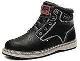 ARRIGO BELLO Winterschuhe Herren Winterstiefel Gefüttert Boots Stiefel Leder Winterboots Rutschfeste Stiefeletten Warme Winter Schuhe Größe 41-46(B Schwarz,Größe 42)