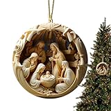 Weihnachtskrippen-Set aus Acryl, 2D-Weihnachtskrippe, Jesus-Krippen-Ornament, Weihnachtsbaum, Geburt Jesus, hängende Anhänger, religiöse Weihnachtsschmuck für Zuhause, 5-teilig