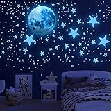 1086 stücke Leuchtsterne Kinderzimmer Wandtattoo Junge Wandsticker Selbstklebend Mädchen Sternenhimmel Kinderzimmer Leuchtaufkleber Mond Sterne Fluoreszierend Wand Aufkleber Schlafzimmer Wohnzimmer