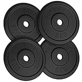 Physionics® Gusseisen Hantelscheiben Set - 2x5/4x5/6x5/2x10/4x10/6x10/2x15/4x15/6x15/2x20/4x20/6x20 kg, Ø30mm Bohrung, für Langhantel und Kurzhantel - Gewichtsscheiben, Gewichte Set (4 x 5kg (20kg))