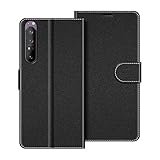 COODIO Handyhülle für Sony Xperia 1 II 5G Handy Hülle, Sony Xperia 1 II 5G Hülle Leder Handytasche für Sony Xperia 1 II 5G Klapphülle Tasche, Schwarz