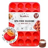 Walfos Mini Silikon Muffinform, 24 Tassen Mini Cupcake Pfanne, BPA-frei und spülmaschinenfest, Antihaft-Silikon Backform, ideal für die Herstellung von Muffin Kuchen, Torte, Brot