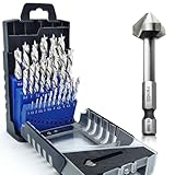 Falkenwald Holzbohrer Set 1-13mm + Kegelsenker 26tlg. - HSS-G Bohrerset für präzise und saubere Bohrungen - Bohrer Set Holz - Bohraufsätze