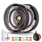 MAGICYOYO Dual Purpose Yoyo für Kinder Anfänger - Responsive K2 Kristall Schwarz, Professional Ball Mit Unreaktionsfähigem Lager, Lager Entferner, Achse Werkzeug und Tasche