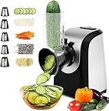 COOCHEER Gemüseschneider Automatisch Gemüseshobel，5 in 1 Multifunktional Elektrische Reibe, 150W Küchenreibe, für Gemüse, Obst und Käse, Schwarz