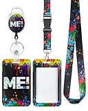 Uniclife Modische Sliding Ausweishülle ME Kunststoffkoffer mit einziehbaren Badge Reel Karabiner Clip & abnehmbare Lanyard Strap geprägte vertikale Karte Schutz für Frauen Krankenschwester