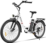 Vivi Ebike 26 Zoll Elektrofahrrad Damen, 250W Pedelec Citybike-mit 48V Lithium-Ionen-Akku 7 Gang Elektrofahrräder für Erwachsene
