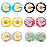 Cosysparks Kontaktlinsenbehälter, Gänseblümchen Kontaktlinsenbehälter Reise Blume Tragbarer Kontaktlinsenbehälter Kontaktlinsen Behälter Mini Kontaktlinsen Box für die Reise nach Hause (6er Pack)
