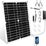 【12W Solar Ladegerät 16V Kit】KWODE 2 USB Tragbares Solarladegerät, 12W Mini Solarpanel Flexible Solar Panel IP67 Solar Ladegerät für Camping Kamera Mobiltelefone Powerbank,Solar Autobatterie Ladegerät