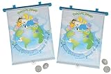 2 TLG. Set Sonnenschutz Rollo Fisher Price Giraffe für Fenster und Auto - Seitenscheibe Sonnenblende Kinder Tiere Erde Sonnenschutzrollo - Sonnenrollo Fenster..