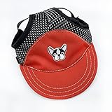 Baseballkappen für Hunde mit Ohrlöchern und Umhängeband, Verstellbarer Hundehut Sonnenschutz Visier Sonnenhaube für kleine mittelgroße Hunde Outdoor Sport rot M