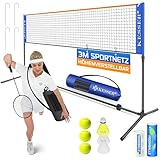 KESSER® Badmintonnetz Tennisnetz | Federballnetz 3-Fach-Höhenverstellbar 107/120/155cm, stabiles Gestell, Set mit Netz, 3X Federball & 3X Tennisball, Montagezubehör, Transporttasche, Indoor & Outdoor