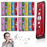 Homefantasy 20Pcs Zufällige Farben Cartoon Mundharmonika,Aufgeklärt Mundharmonika-Instrumente für Kinder,Metallisch 16 Löcher Mundharmonika,Geeignet für Festliche Geschenke Veranstaltungen Parteien