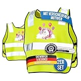 LAUTER SCHUTZ ® Warnweste Kinder (3-12 Jahre) Sicherheitsweste [2 Stück] für bessere Sichtbarkeit bei Tag und Nacht für Sport, Laufen, Fahrrad, Weg zur Schule & Auto (Reflektorweste - Einhorn)
