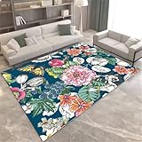 Xiaosua Small Rugs for Living Room100x200CM Bettumrandung Teppich rutschfest waschbar Blau, grün, rosa. Farbe Wohnzimmer Muster kinderzimmer mädchen