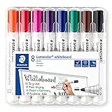 STAEDTLER Whiteboard-Marker Lumocolor, trocken und rückstandsfrei abwischbar von Whiteboards, ca. 2 mm Linienbreite, hohe Qualität, Rundspitze, Set mit 8 Farben, 351 WP8