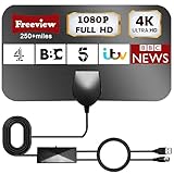 TV-Antenne – Indoor-TV-Antenne für Smart TV mit Signalverstärker – digitale Antenne für Freeview TV 280+ Meilen