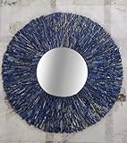 Lapislazuli Kristall-Wandspiegel I individueller Lapislazuli-Kristallspiegel I Kristall-Miror für Zuhause I entzückender Look Wandbehang Glas I Kristall-Badezimmerglas 45,7 x 45,7 cm