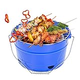 Uten Grilleimer Feuerkorb Grill BBQ Holzkohlegrill Kleinen Mini Grill Tragbar Picknickgrill für Garten Camping Park Festivals Party BBQ-Geeignet für 1-4 Personen
