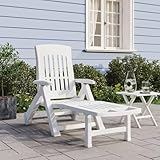 Xichuzi Klappliege mit Rollen Weiß PP, Sonnenliege, Gartenliege, Liegestuhl, Liegestühle, Sonnenschutz Garten, Terrassenliege, Strandliege