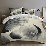 SKOEUI Bettwäsche 135x200 cm 3Teilig Abstrakte Kreisformen Bettwäsche-Sets Bügelfrei Microfaser Bettbezug mit Reißverschluss Allergiker Bettdeckenbezug mit 2 mal Kissenbezug 80x80 cm Schwarz und Weiß