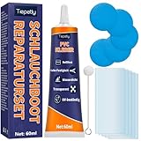 Tiepetly Pool Reparaturset, Schlauchboot Reparaturset für Schnelle und Einfache Reparaturen von Aufblasartikeln, Funktioniert mit PVC, Vinyl und Gummi (DEPVCJST2-1P01)