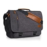 ESTARER Laptoptasche 17 Zoll Umhängetasche Canvas für Arbeit Uni Grau