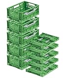 Obst und Gemüsekiste Klappbox 400x300x160 mm 10er Set, Erntekiste, Box für Äpfel, Obstkiste, Apfelkiste, klappbar, Kiste aus Kunststoff für Einkäufe