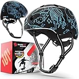 SKATEWIZ Fahrradhelm | Helm Fahrrad, Leichter Skaterhelm, Mountainbike Helm, Größe L in Schwarz-Blau Weltraum, Fahrradhelm Damen, Fahrradhelm Frauen