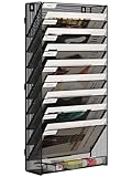 EasyPAG 10 Fächer Zusammensetzen Metall A4 Zeitschriftenhalter Wand Zeitschriften Wandhalter Aktenablage Dokumentenhalter Hängend Magazin Organizer Flyerständer Prospektspender,Schwarz