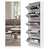 Organizedlife Schuhaufbewahrungsschrank mit 185cm Spiegel in voller Länge, 30 Paare & 5 Flip-Schublade, freistehendes Schuhregal Schrank, schmale Schuhe Veranstalter für Haustür, Eingangsbereich