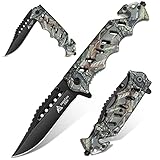 Freelander Taschenmesser Klappmesser, Scharfes Einhandmesser, Multifunktionales Outdoor Klappmesser mit Simuliertem Waldmuster, Tolle Sammlung, Geschenke zum Vatertag/Weihnachten, Grün