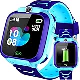 Retoo Kinder Smart Watch für Jungen und Mädchen Armbanduhr Smart GPS SOS Anruf Uhr Handy Kid Smartwatch für Kinder mit Musik Wecker Schulmodus Taschenlampe Blau