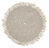 Tischset Makramee Platzset Tischdeko Untersetzer rund Boho Deko Ø 38 cm (Creme)