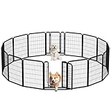 Yaheetech 16-teilig Hundelaufstall 80cm hoch, Hundezaun mit 2 Türen, Automatische Verriegelung, Faltbare Freigehege für Garten