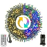 Lichterkette Außen 10M 100 LED Warmweiß & Bunt Lichterkette Weihnachtsbaum mit Fernbedienung Timer Merkfunktion, 11 Modi Weihnachtsbeleuchtung für Balkon Garten Party Hochzeit Weihnachtsdeko