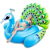 JOYIN Riesiger aufblasbarer Pfau Pool Floß, Pool Floß für Erwachsene, Strand-Flöße, Schwimmspielzeug für Partys, aufblasbare Pool-Flöße, Sommer-Pool-Lounge für Erwachsene (167 x 157 x 121 cm).