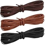 Lederband für Ketten,3 Rollen Lederband 3mm,Lederschnur Lederbänder Verschluss,3 Farben mit Leder 30m,Armbänder Basteln Kette,DIY Ersatz Lederschnürsenkel Zum Klassik,Wildleder Lederschnüre