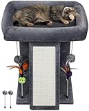 TWDEPART Kratzbaum mit Kratzbaum für Indoor-Katzen, Aktivitätszentrum, Kletterbaum, Katzenmöbel mit verspielten Spielzeugbällen, Grau