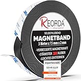 REORDA® Magnetband selbstklebend stark - Magnetstreifen selbstklebend mit starkem 3M Kleber - Magnetklebeband mit optimierter Magnetkraft - Magnet Klebeband