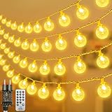 LED Lichterkette Strombetrieben,13M Lichterkette Kugel warmweiß mit Stecker für Außen und Innen,IP65 Wasserdicht Lichterketten mit Dimmbar Fernbedienung,Ideal für Zimmer,Weihnachten,Party,Garten