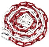 Absperrkette Rot Weiß Metall 5M, Absperrkette Stahl Glieder 5mm Rundstahlkette Warnkette Baustellensicherungskette(5 Meter)