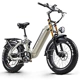 VOZCVOX E Bike Herren Elektrofahrrad E-Mountainbike 20 Zoll Fatbike 48V 20Ah Akku E-Bike mit Vollfederung 7-Gang 25km/h Ebike,Reichweite bis zu 100km A20 PRO