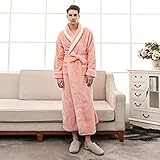 ANTIY Damen Herren Plüsch Bademantel Herbst/Winter Flanell Nachthemd Paar Verdicken Verlängerte Lose Nachtwäsche,Rosa Männchen,X-Large