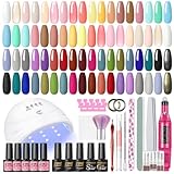 PEACECOLOR Gelnägel Starterset, 35 Farben UV Nagellack Set mit UV Lampe und Elektrische Nagelfräser Gel Nagellack Set mit Base Coat Top Coat Gelnägel Nagelset Gel Nägel Selber Set Maniküre Set