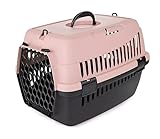 HAPPET Tiertransportbox ABBA S Pink 50x33x33 cm – Robuste, gut belüftete Transportbox aus Kunststoff für Katzen & kleine Hunde, tragbare Travel Crate & Cat Carrier