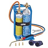 CFH Schweiß-Fix SF 3100 - Tragbares Autogen-Schweißgerät und Hartlötgerät zum Autogenschweißen und Hartlöten, Komplettset mit Tragegestell, Sauerstoff, Spezial-Gas, Schweißschutzbrille und vier Düsen